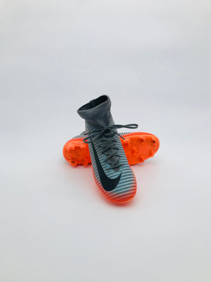 Nike Mercurial Superfly V FG - Grey / Light Blue / Hyper Crimson (Orange)